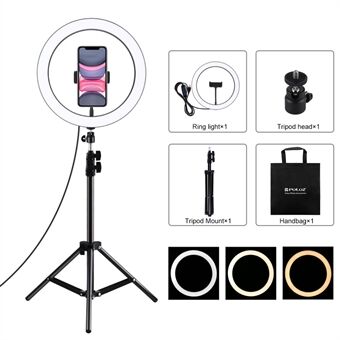 PULUZ PKT3056B 11.8-inch 30cm Ring Light + 1.1m Tripod Mount Dimmable LED Fill Light Live Broadcast Kits with Cold Shoe Tripod Ball Head & Phone Clamp