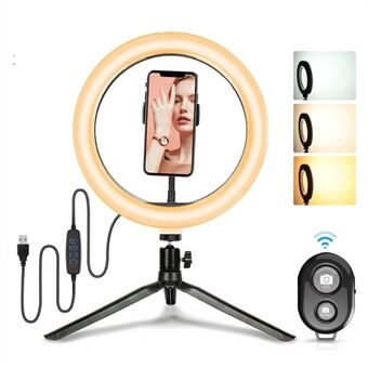 10inch 120-LED USB Powered Selfie Ring Light + Desktop Tripod + Remote Shutter for Live Broadcast Video Shooting