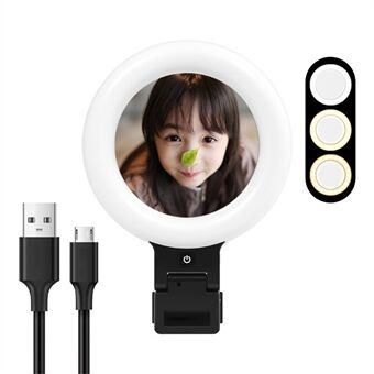 Y06 6.3inch Selfie Ring Light with Makeup Mirror for PC Laptop Computer Conference Chat Streaming Live Youtube