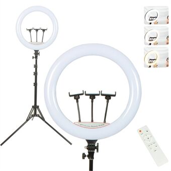 S-36 18inch Studio Photography Selfie LED Ring Light with 3 Phone Holders Tripod and Remote Control