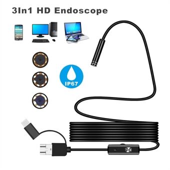 102 Android 5.5mm Micro USB + Type-C + USB 3-in-1 Waterproof Computer Endoscope - Cable Length: 3.5m