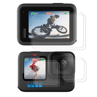 ENKAY 2Pcs/Set Anti-Scratch HD Tempered Glass Screen Protector + Tempered Glass Lens Protector + Tempered Glass Front LCD Display Film for GoPro Hero 10