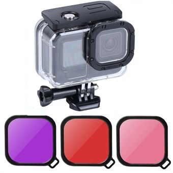 AT1218 Underwater Camera Waterproof Case Tempered Glass Lens Protection Diving Shell with 3 Lens Filter for GoPro Hero 10/9