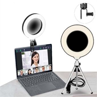 6.3inch Video Conference Lamp Clip On Ring Light with Mini Tripod for Laptop Computer Monitor