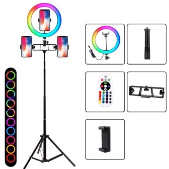 SD-5354 160cm Telescopic Tripod Remote Control 10 inch RGB Ring Fill Light with 3 Phone Position Design