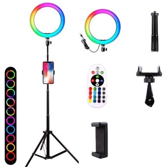 SD-5354 160cm Telescopic Tripod Remote Control 10 inch USB 18 Colors RGB Ring Fill Light with Removable Phone Holder