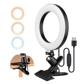 USB Desktop Laptop Fill Light 16cm Selfie Ring Light 3 Color Adjustable Video Light for Live Streaming, Online Teaching