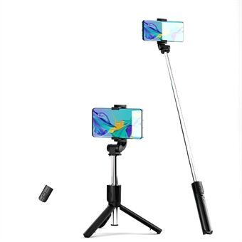 A02 Extendable Tripod Stand with Remote Control Portable Folding Bluetooth Monopod Selfie Stick, Black