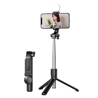 KH1S Retractable Live-stream Cell Phone Stand Folding Bluetooth Selfie Stick Tripod with Fill Light (0.7m)