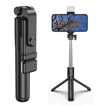 H1S 100cm Retractable Integrated Bluetooth Tripod Phone Holder Portable Adjustable Selfie Stick with Light