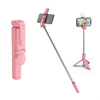 H1X 100cm Retractable Bluetooth Tripod Phone Holder Portable Adjustable Selfie Stick with Round Light