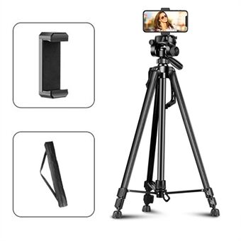 1.5m Portable Aluminum Alloy Phone Tripod Stand Extendable 360-Degree Rotating Shockproof Camera Mount for Photography/Live-streaming