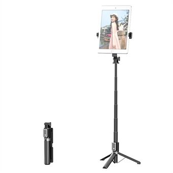 P40L Aluminum Alloy Telescopic Tripod Stand Bluetooth Remote Control Selfie Stick with Double Phone Holder (No Fill Light)