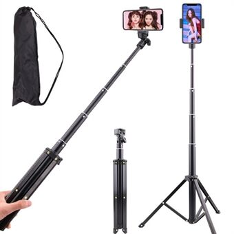 T9 140cm Telescopic Phone Holder Selfie Stick Video Recording Live Streaming Tripod Stand with Storage Bag