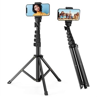 1.6m Portable Aluminum Alloy Tripod Camera Phone Holder Stand Photography Tripod with Phone Clip and Bluetooth Shutter