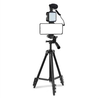 K-05LM Vlogging Kit with Microphone 36 LED Light Bluetooth Remote Smart Phone Holder Tripod