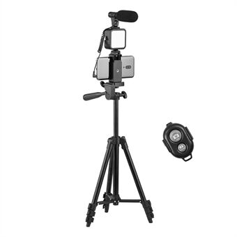 KIT-05LM Phone Video Vlog Live Streaming Kit Phone Bracket Microphone Fill Light Tripod Combination Set