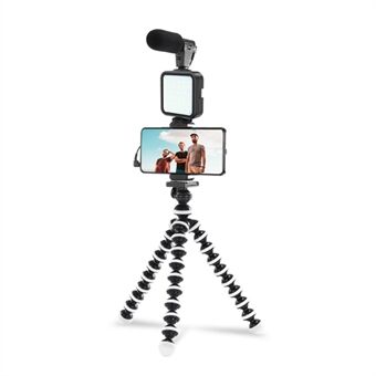 KIT-03LM Mobile Phone Photography Live Streaming Accessories Set Video Fill Light Microphone Flexible Tripod