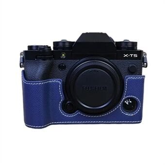 For Fujifilm X-T5 Camera PU Leather Protective Case Battery Opening Design Half Body Cover with Hand Strap