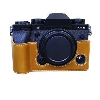 For Fujifilm X-T5 Anti-scratch PU Leather Camera Case Battery Opening Design Protective Cover with Screw