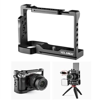 YELANGU C24-A Quick Release Camera Cage Frame for Sony Alpha 7C Professional Camera Video Rig with 1/4" 3/8" Adapter