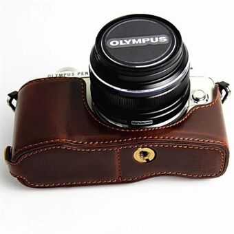 PU Leather Camera Half Bottom Case Protective Cover for Olympus E-PL7 / E-PL8 / E-PL9