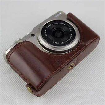 PU Leather Half Bottom Camera Protective Pouch for Fujifilm XF10 Digital Compact Camera