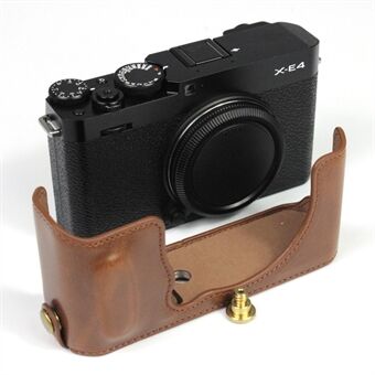 PU Leather Camera Bag Bottom Case Protective Half Body Cover with Battery Opening for Fuji X-E4