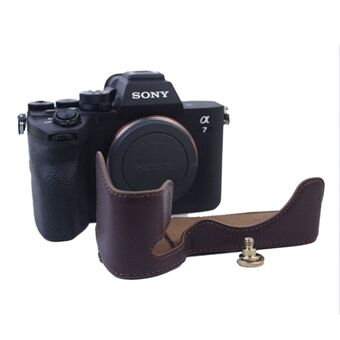 Shockproof Camera Cover Genuine Leather Camera Bottom Case Protective Sleeve for Sony A7M4/A1/A7S III/A7S3 Camera