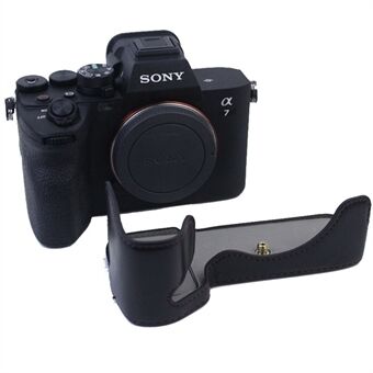 PU Leather Camera Bottom Case Protective Half Body Cover for Sony A7M4/A1/A7S III/A7S3 Camera