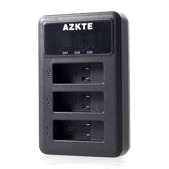 AZKTE AT850 [LCD Display] 3-slot Battery Charger for GoPro Hero 5 6 7