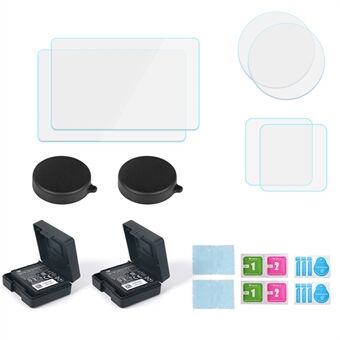 6Pcs / Set For DJI Osmo Action 3 Battery Storage Box Lens Cover Tempered Glass Screen Protector