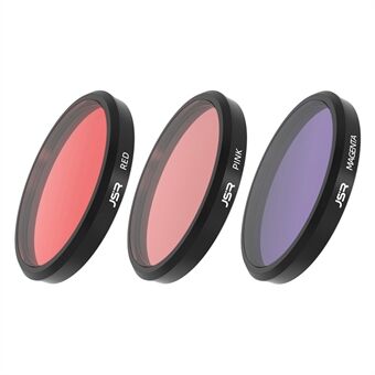 JUNESTAR JSR-1030-18 3-in-1 Filter Set for Insta360 GO 3 Sports Camera Diving Filter with Pink, Red, Magenta