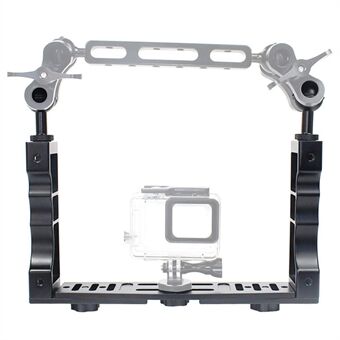 KF22567 For GoPro Xiaoyi Yi CNC Aluminum Alloy Dual Handle Bracket Adjustable Stand for Fill Light Diving Equipment