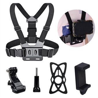 X-3-3 Action Camera Chest Strap Mount Belt Chest Mount Harness with Phone Holder Clip