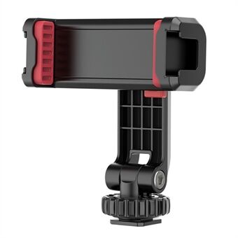 ST-06S Universal Camera Dual Cold Shoe Adapter Phone Mount Clamp 360-Degree Rotation Holder Smartphone Clip