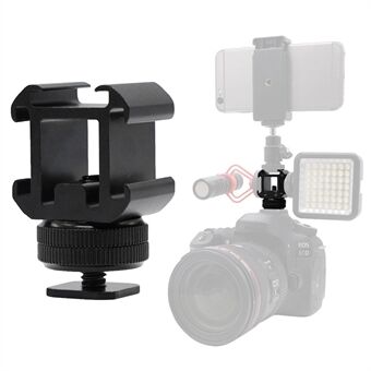 E039 Aluminum Alloy Three Head Cold Shoe Mount Adapter Expansion Bracket with Dual Screw Base