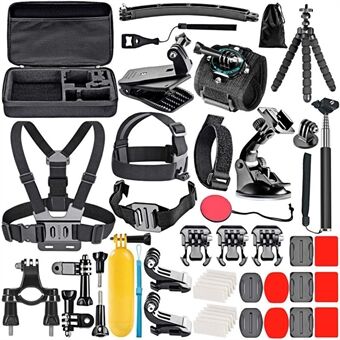 50-in-1 Accessories Kit with Camera Bag, Selfie Stick, Tripod, Strap for GoPro, DJI Osmo, Insta360, SJ, AKASO, XTU