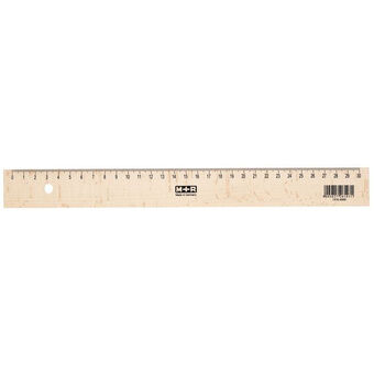 Ruler 30 cm wood/steel brown